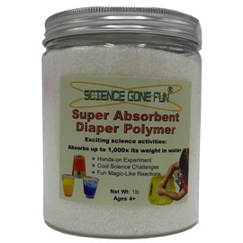 Science Gone Fun Educational Products - Superabsorbent Diaper Polymer 1 lb Sodium Polyacrylate -One Pound of The Superabsorbent Polymer.