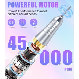 Exyvox Electric Nail Cutter, 45000 RPM Professional Cutter for Gel Nails, Electric Nail File with LCD Display, with Nail File, Manicure, Pedicure Accessory Set for Home Use and Nail Salons