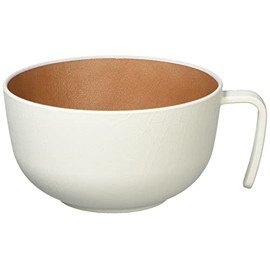 Yamanaka Lacquer Natural Soup Bowl with Handle White & Brown M17381-9