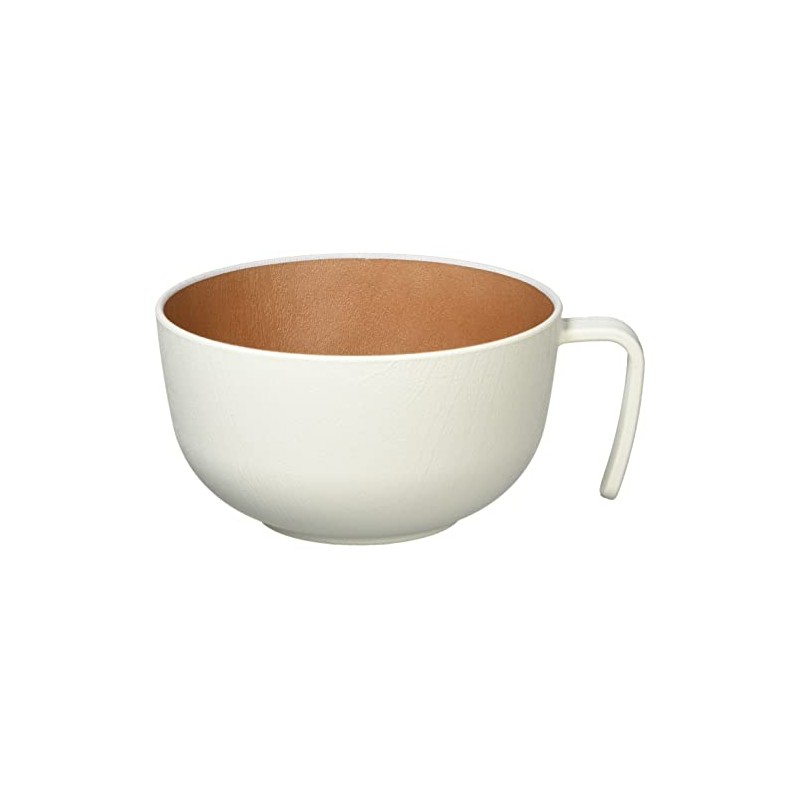Yamanaka Lacquer Natural Soup Bowl with Handle White & Brown