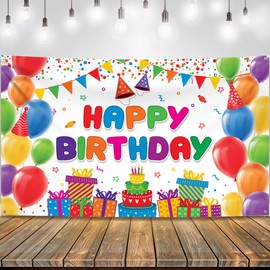 KatchOn, Rainbow Happy Birthday Banner- Xtralarge 72x44 Inch | Colorful Happy Birthday Sign for Rainbow Birthday Party Supplies | Rainbow Birthday Decorations | Rainbow Birthday Backdrops for Girls