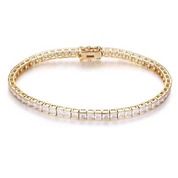 Gemsme 3.0 * 3.0mm Square Tennis Bracelet, 3.0mm Thin 18K