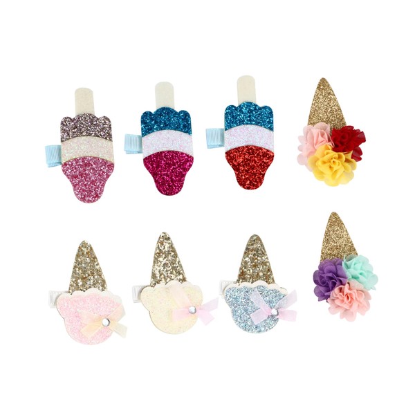 Baluue 8pcs Ice Cream Glitter Hair Clips for Girls Cute