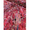 Divastyletextiles Fabric Sold By The Yard Red Beaded Lace Sequin