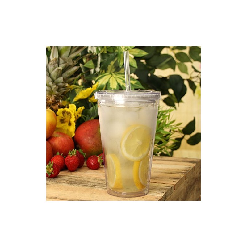 Bar Drinkstuff Double Wall Plastic Cup, 16oz, Pack of 2