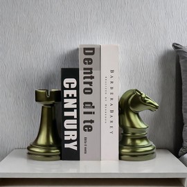 jinhuoba Decorative Bookends Chess Bookends, AENEOUS Heavy Book Ends Supports, Unique Book Ends Decor for Office Home Desk Bookrack, 7"(L) x4(W) x7(H), 1Pair/2Piece