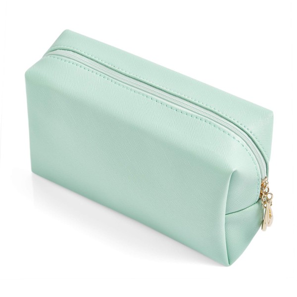 Sohynca PU Leather Cosmetic Bag for Women Minimalism Makeup Bag for Daily Use Portable Storage Purse Small Neat Cosmetic Pouch Water-resistant Toiletry Bag for Travel (Green)
