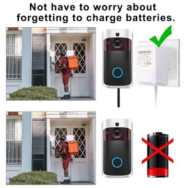 Umelee Doorbell Transformer, 24V 500mA Power Supply with 8m/26ft Long Cable, Compatible with Ring Video Doorbell & Thermostats (White)