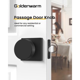 Goldenwarm Passage Door Knobs Black, Zinc-Alloy Heavy Duty Closet Door Knobs, Contemporary Matte Black Door Knob Passage, Matte Black Door Knob for Hallway(1 Pack)