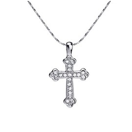 Hanessa Women's Jewellery Elegant Cross Necklace White Gold Plated Crystal Stone Gift for Wedding Wife Girlfriend Women