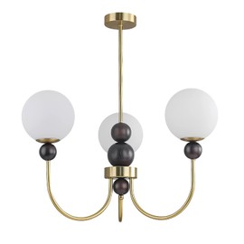 BOKT Mid Century Globe Glass Chandeliers Modern Gold Chandelier Farmhouse Adjustable Rod Ceiling Pendant Light Brushed Brass 3-Head Sputnik Ceiling Hanging Light for Bedroom Kitchen Foyer