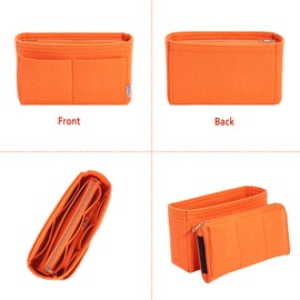 Vercord Felt Organizer Insert For Purse Handbag Tote Bag In Bag Inside Shaper Divider Neo Orange Slender Medium