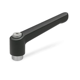 Ganter Standard Elements Adjustable Clamping Lever with Stainless Steel Insert Nut – Black, Strukturmatt, GN 300.1 Audio M12 SW