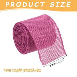 QUARKZMAN Burlap Ribbon Fabric Wired Edge Ribbons Deep Pink 2-2/1 Inch x 5 Yard Wired Ribbon for Gift Wrapping, Bow, Wreath, Christmas Tree, Flower Bouquet