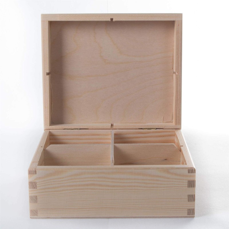 Wooden Decorative Box with 4 Compartments | 18 x 15.5