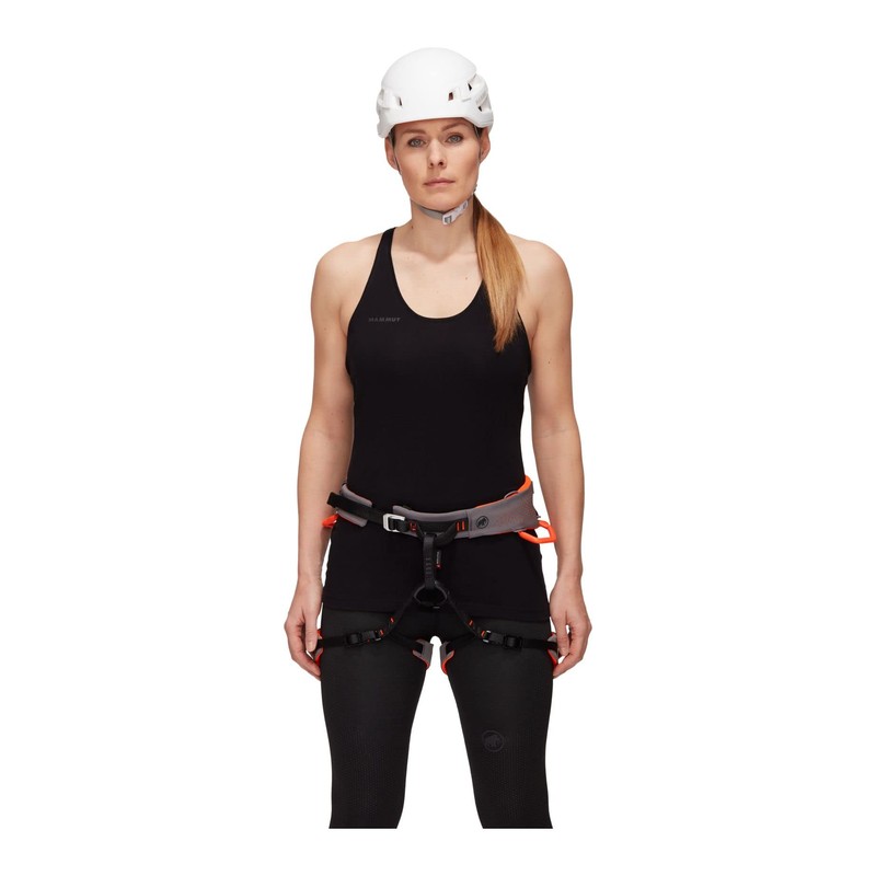 Mammut Women's Comfort Fast Adjust Climbing Harness. Shark Safety Orange