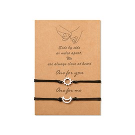 YELUWA 2 Little Finger Promise Distance Friendship Bracelets for Best Friends Couples Family Adjustable Waterproof Hand Cord Relationship Bracelets, Nylon, Bead