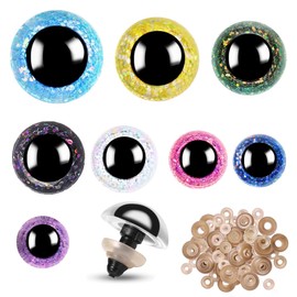 160pcs Rainbow Glitter Safety Eyes for Amigurumi Large Plastic Eye for Stuffed Animals for DIY Dolls Puppets Bear Crafts Animals Amigurumi Making Supplies(Glitter)
