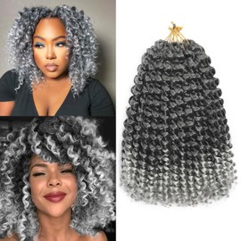 Jamaican Bounce Crochet Hair 8 Inch 16 Roots 5 Packs Short GoGo Curly Crochet Braids Jumpy Wall Curl Crochet Hair Extension for Black Women (TGrey#, 8 Inches)