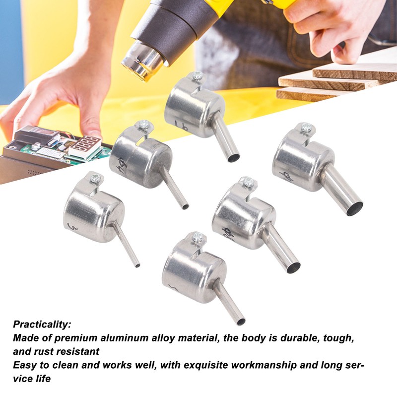 6Pcs 850 Heat Gun Nozzle Kit Aluminum Alloy 3 4