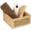 Bamboo Storage Box with Rattan Mesh Panel, Decorative Container for