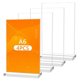 YiliYa Stand, A6 Acrylic Table Stand, T-Stand Advertising Stand with Removable Base, Portrait Format, Menu Card Holder for Restaurants, Café, Exhibitions, Shop, Wedding