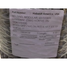 Habasit NEW HABASIT PLASTIC MODULAR BELT M1220 POLYPROPYLENE GRAY 19.7" x 6.33' 500MM
