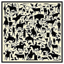 Wyoming Traders Men's Ivory Cowboy Silhouettes Wild Rag Ivory
