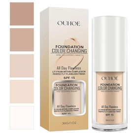 Farbwechselnde Foundation, Foundation Color Changing, Concealer Abdeckung Makelloses Color Changing Foundation Grundierung Versteckt Falten Und Linien,Spf15 (natürliche Farbe, 30g)