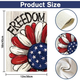 4th of July Patriotic Garden Flag Daisy Double Sided, Freedom Memorial Day Burlap Vertical Garden Flag Independence Day for Small Yard Seasonal Holiday Outdoor Decor 12 x 18 inch