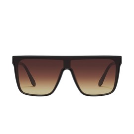 Quay Unisex's Shield Sunglasses, Black/Brown Yellow, Medium