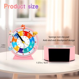 PIXESTT Children's Alarm Clock, Children's Alarm Clock for Back to School, No Ticking Noise, with Night Light and Snooze Function, with 5 Alarm Clock Decoration, Suitable for Learning, Sleep Wake Up A