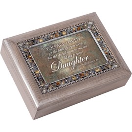 You are Loved Little Girl Brushed Pewter Jewelry Music Box Plays Wonderful World