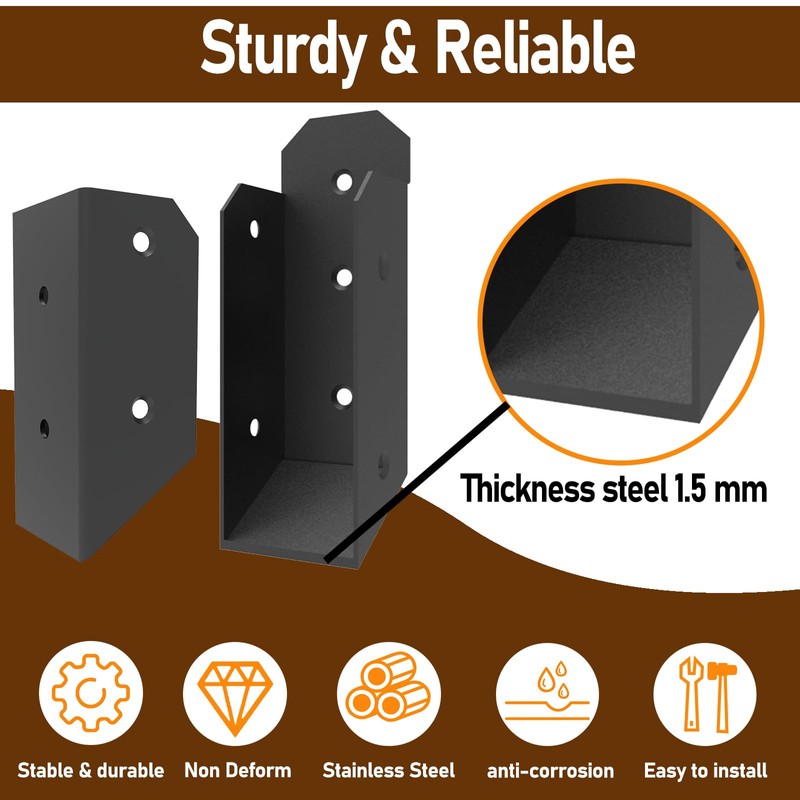 Prriszo 8 Pcs Deck Railing Bracket, 201 Stainless Steel 2