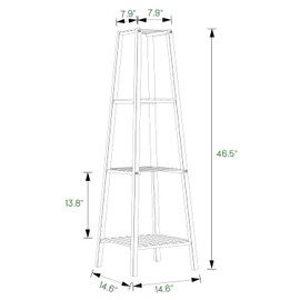 MoNiBloom Bamboo Tall Plant Stand Pot Vase Holder Flower Seasoning Display Shelf Rack Small Space for Patio Garden Balcony Yard Living Room, Brown (4 Shelves, Brown)