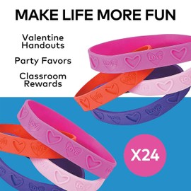 Valentine's Day Love Hearts Rubber Bracelets 7" - 24 Pc.