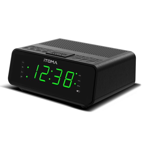 AM/FM Radio Alarm Clock, 4 Level Dimmer, Snooze, Dual Alarm,