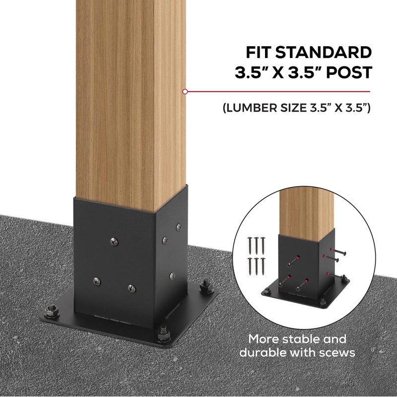WIMART 4x4 Post Base, Inner Size 3.5"x3.5"Deck Post Base, Deck