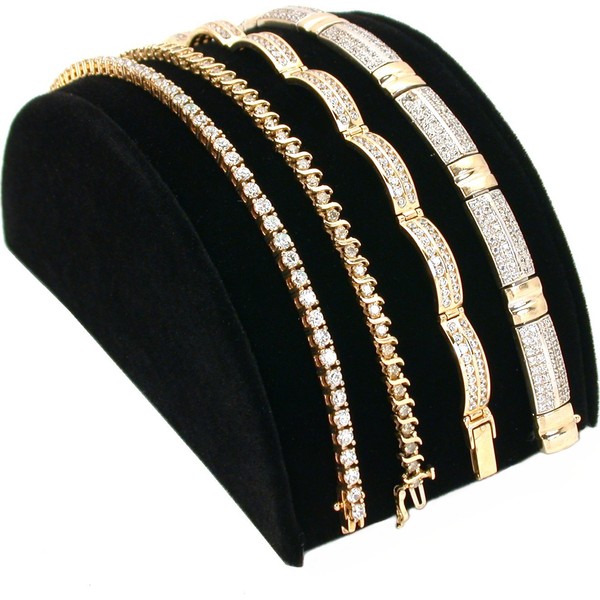 FindingKing Black Velvet Bracelet Half Moon Display Ramp Stand 5"