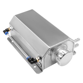 2L Universal Coolant Radiator Tank,Overflow Tank,Aluminum Radiator Coolant Overflow Bottle Recovery silver With Cap