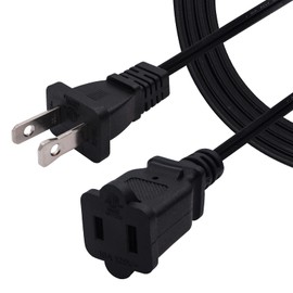 Yeatel Cable de alimentación de extensión de 2 Clavijas de 5 pies, Cable de alimentación Macho y Hembra de EE. UU. para NEMA 5-15P a NEMA 5-15R (5 pies) Negro (1, Negro 5 pies)