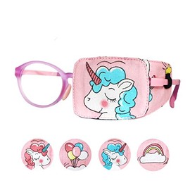 Astropic Cotton & Silk Eye Patch for Kids Glasses (Left Eye, Blue Hair Unicorn)