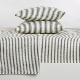 4-Piece Stripe Printed Ultra-Soft Microfiber Sheet Set. Wrinkle Free, Comfortable, All-Season Bed Sheets. Evette Collection (King, Stripe - Dark Grey)