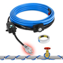 PROEZE 30FT Pipe Heat Cable with Thermostat, Self-Regulating Heating Cable 120V 5W/FT, Freeze Protection for Water Pipes, Roof, Garden, and Outdoor Use, Works Down to -40°F