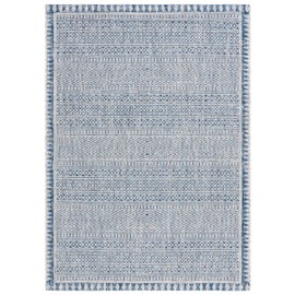 SAFAVIEH Courtyard Collection Area Rug - 6'7' x 9'6', Navy & Grey, Indoor/Outdoor, Waterproof & Easy Cleaning, Ideal for Patio, Backyard, Mudroom (CY8081-36821-6)