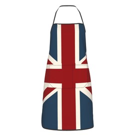 Daisylove Unisex Apron with Pockets Classic Union Jack Flag Cooking Kitchen Chef Women Men Aprons for Cooking Baking BBQ Housework Chef Kitchen