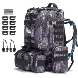 Large Military Tactical Backpack for Men, 40-50L Black Military Backpack for Men and Women, Bug out Bag Army 3 Days Assault Pack Bag Rucksack with Molle System - Color: Black Camouflage-2