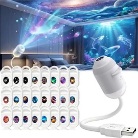 Galaxy Star Projector Night Light for Ambient Lighting – USB Powered with Interchangeable Projection Films for Bedroom & Car