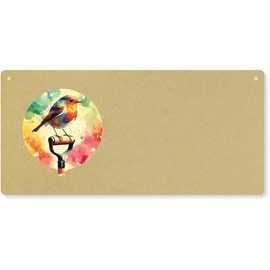 'Robin on a Garden Spade' Large Wooden Wall Plaque/Door Sign (DP00062406)
