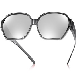 TINHAO Polarised Over Sunglasses Women's UV Protection Over Glasses Sunglasses for Glasses Wearers Square Lightweight Fit-Over Glasses, Grey-silver